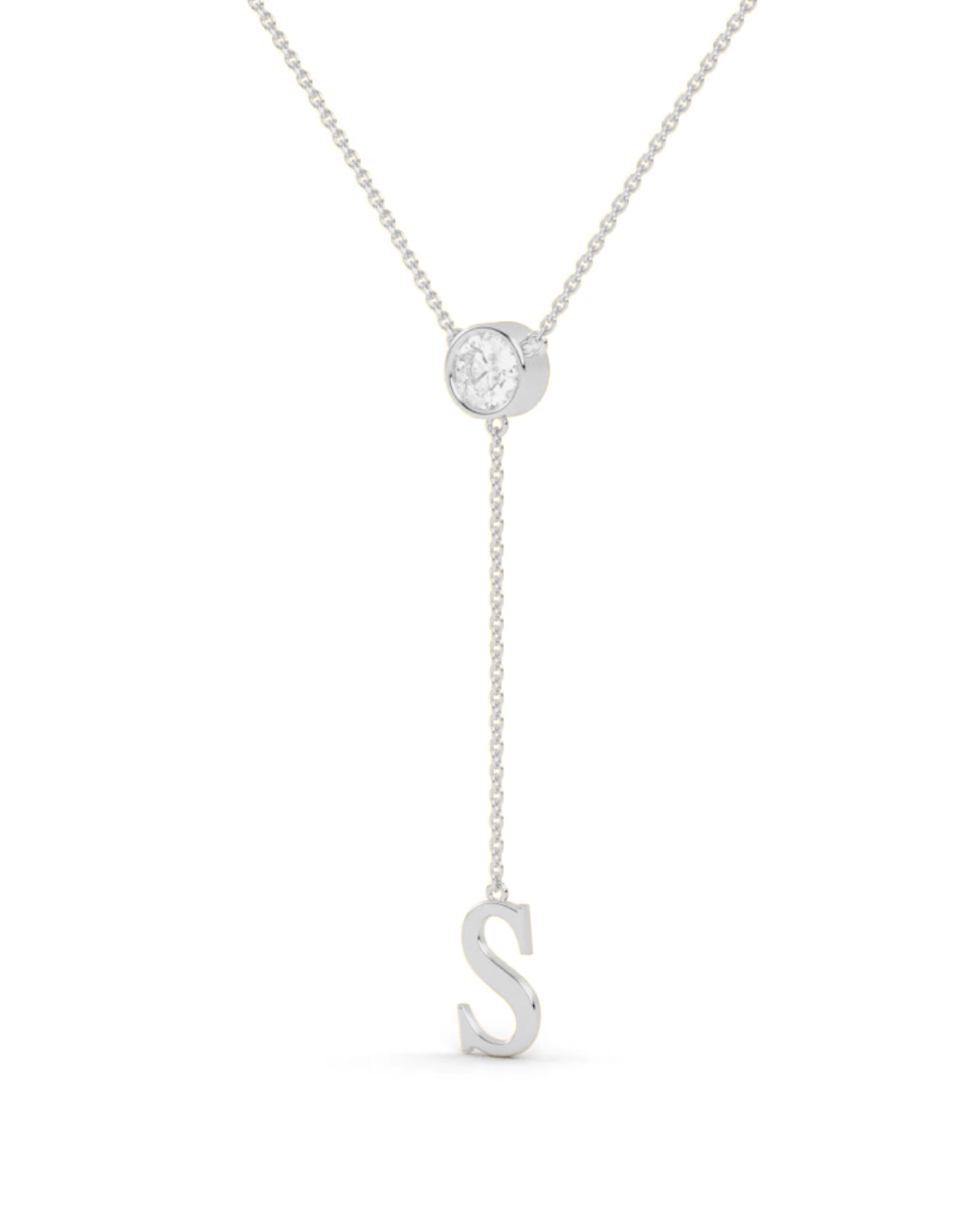 Silver Initial Lariat Necklace