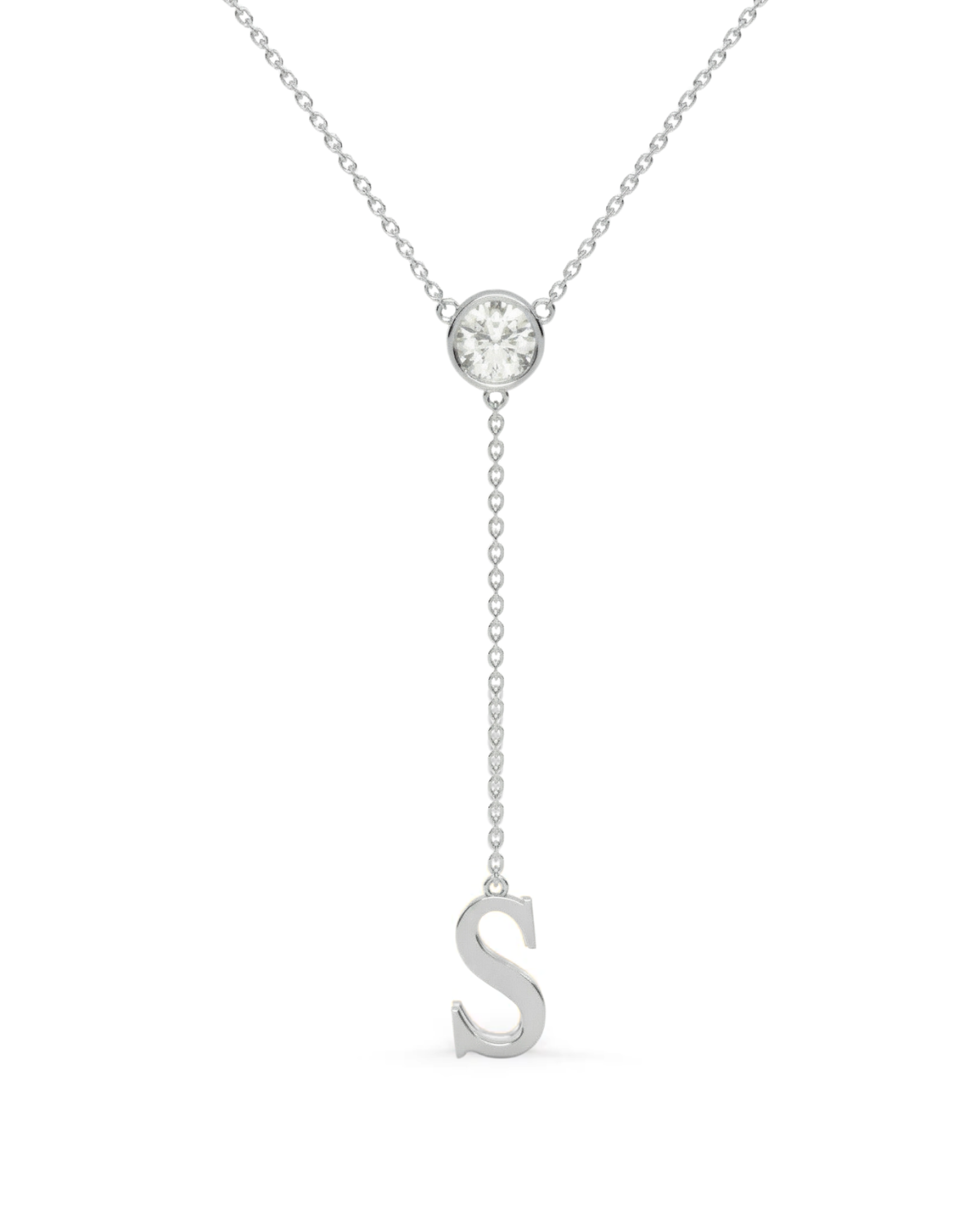 Silver Initial Lariat Necklace