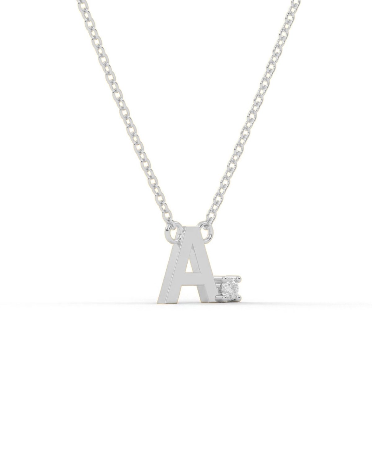 Silver Mini Diamond Initial Necklace