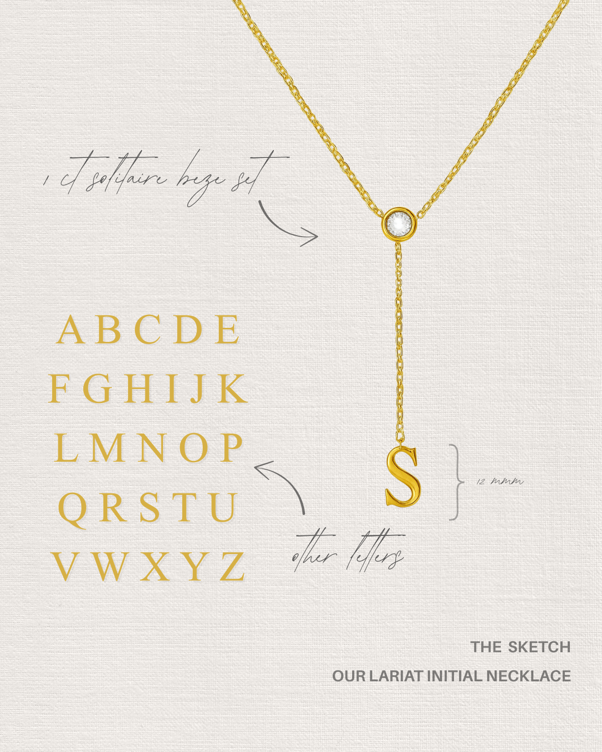 Initial Lariat Necklace