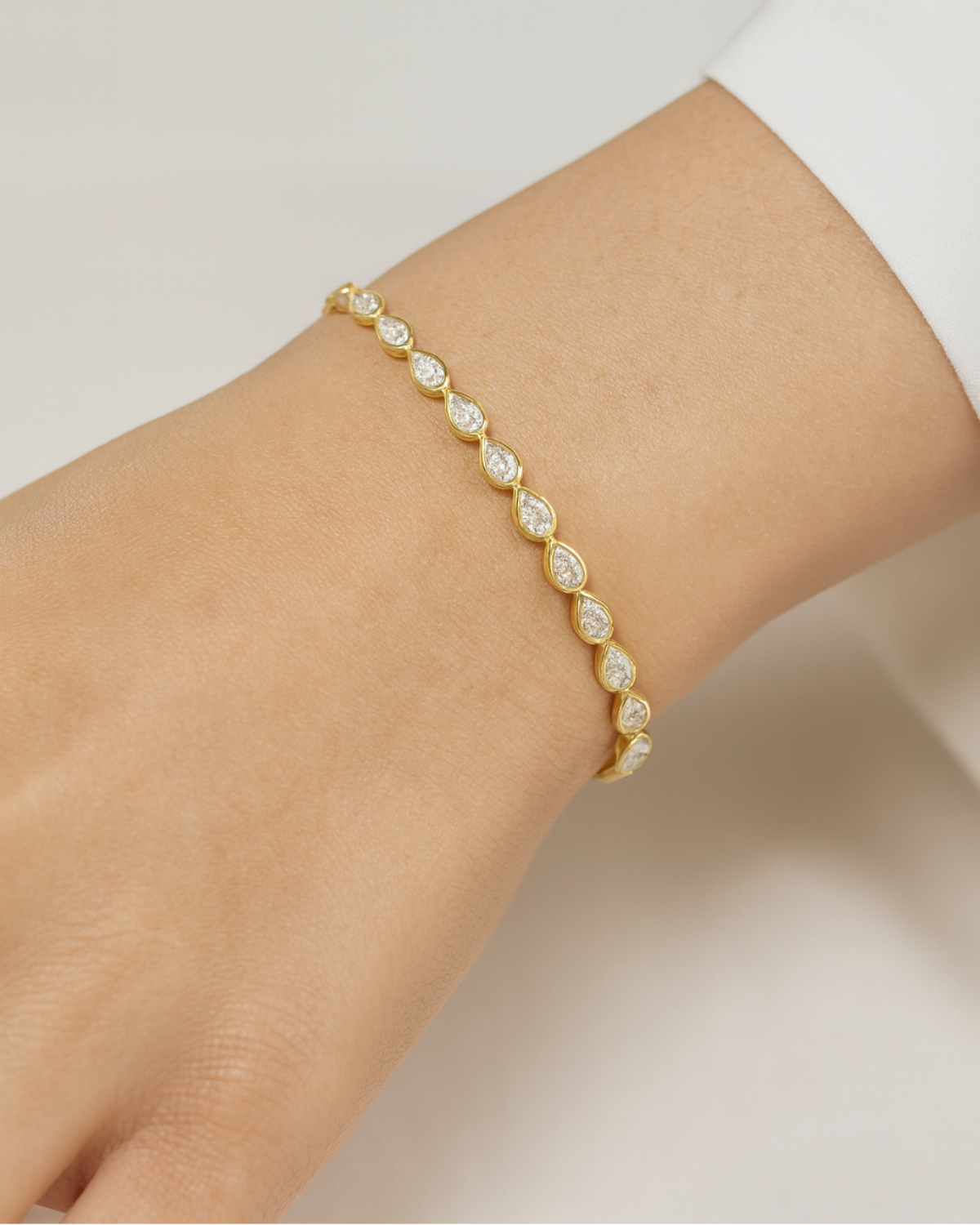 Silver Pear Bezel Tennis Bracelet