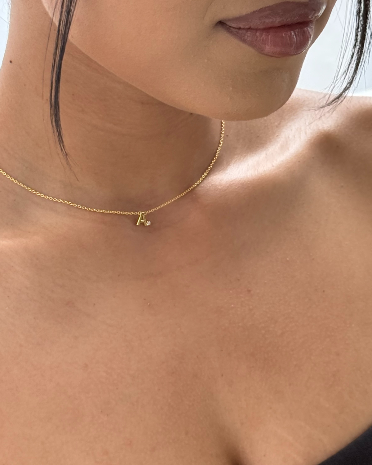 Silver Mini Diamond Initial Necklace