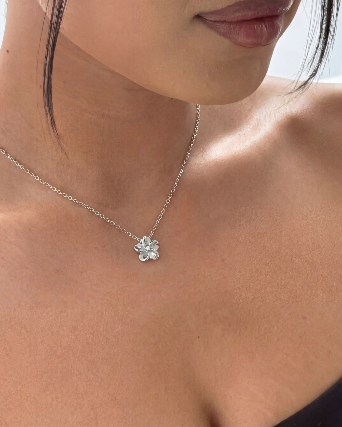 Silver Hibiscus Necklace