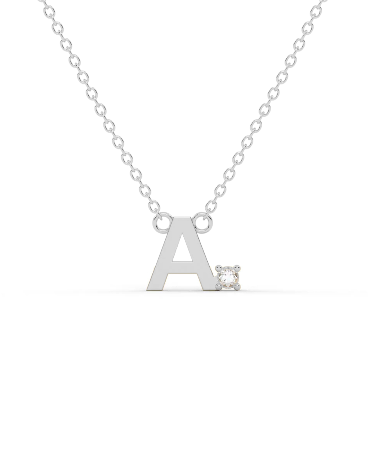 Silver Mini Diamond Initial Necklace